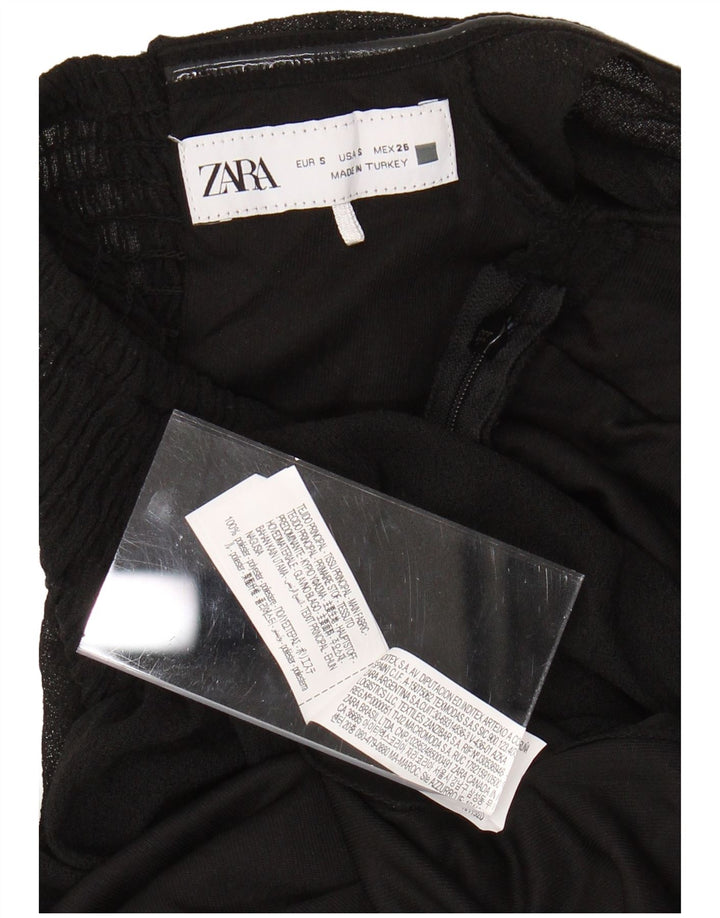 Rochie ZARA pentru femei, maxi cu umeri scoși, UK 8, poliester negru mic