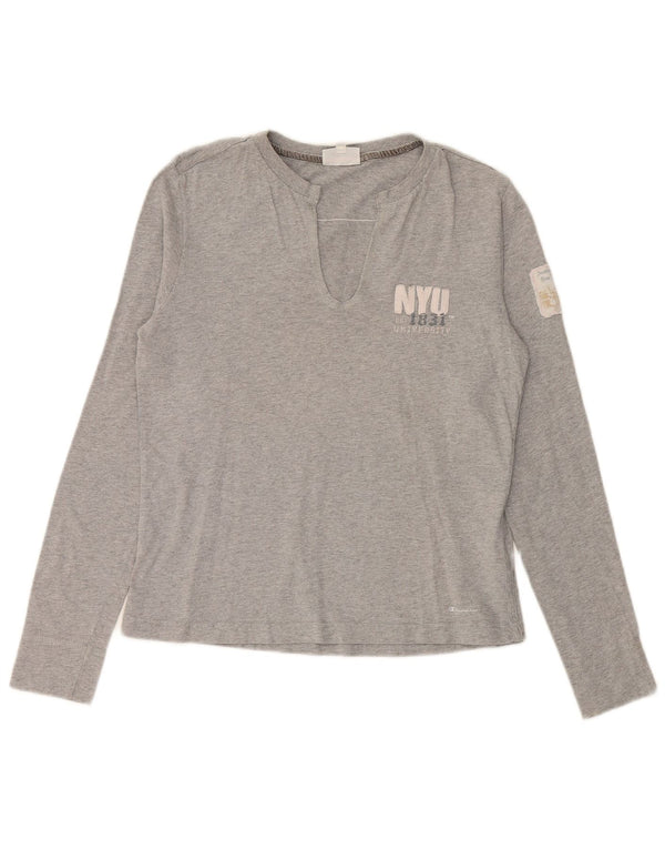 CHAMPION Top femei cu mânecă lungă UK 14 mare bumbac gri