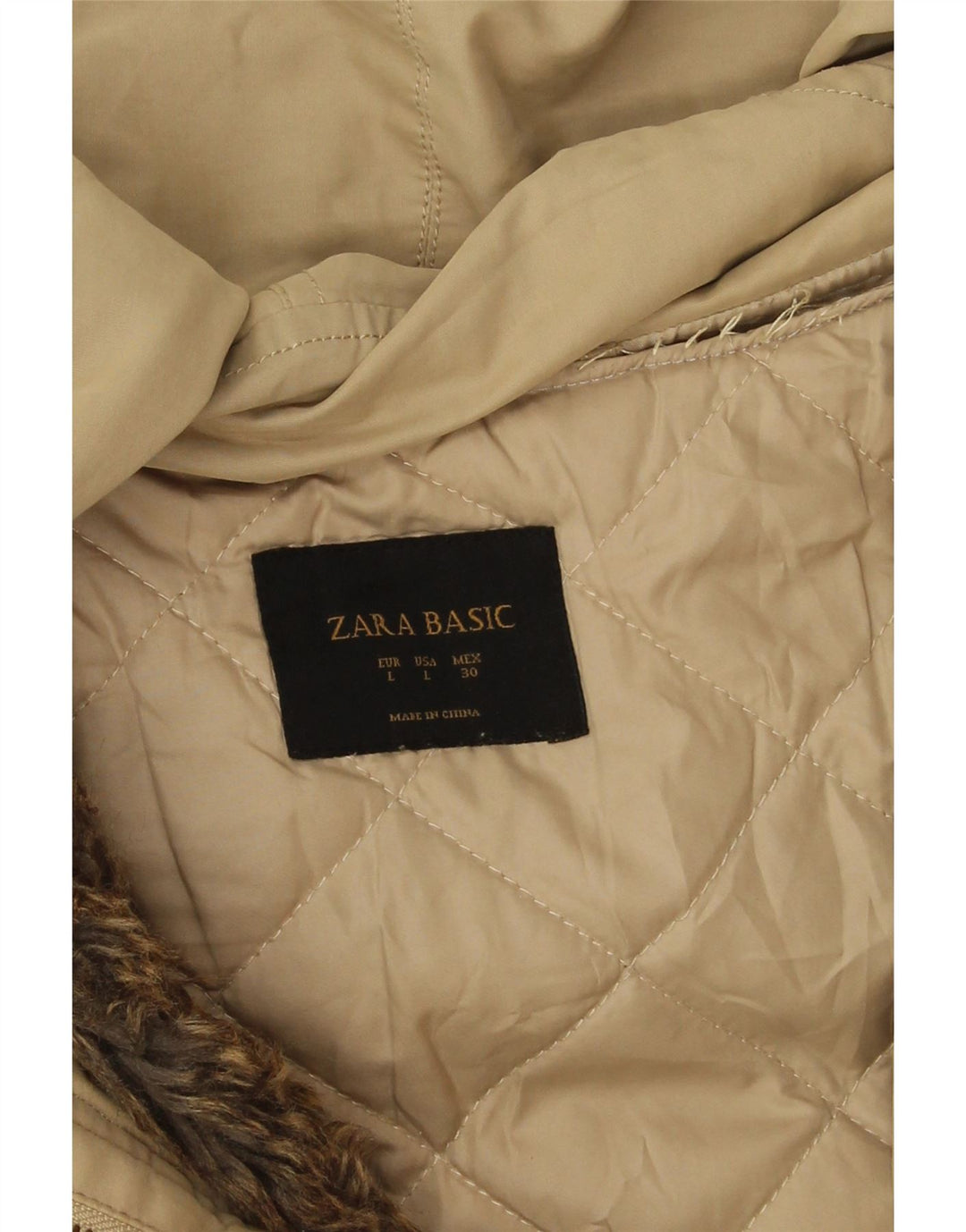 Jachetă parka cu glugă pentru femei Zara UK 16 mare, bej