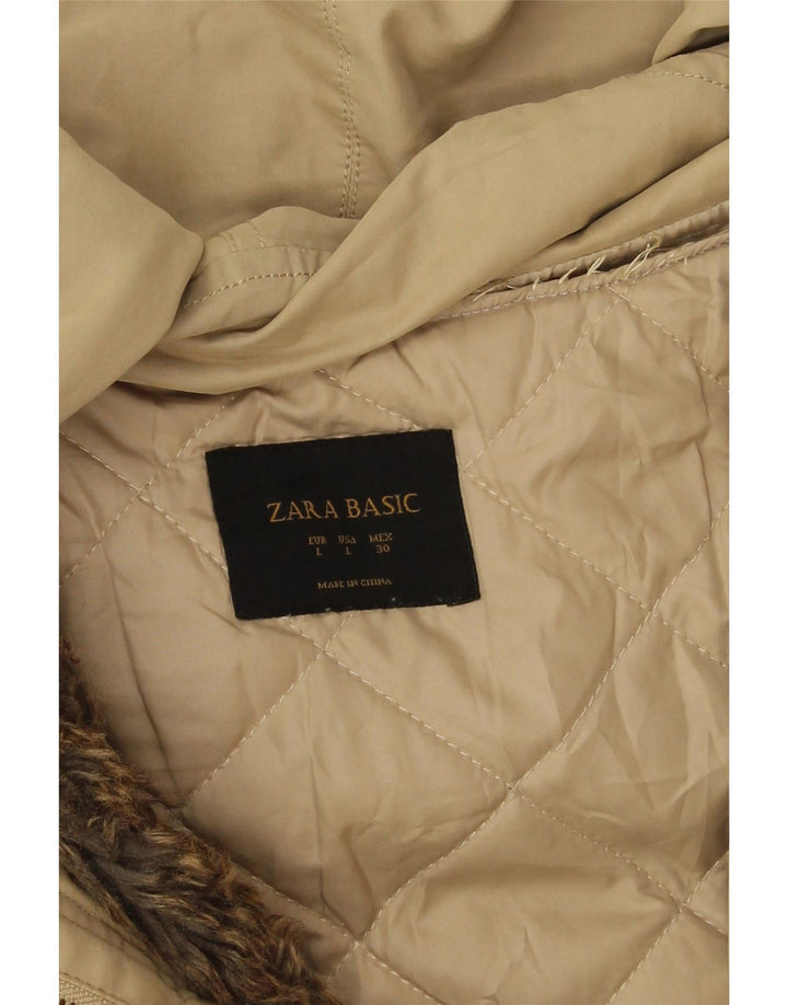 Jachetă parka cu glugă pentru femei Zara UK 16 mare, bej