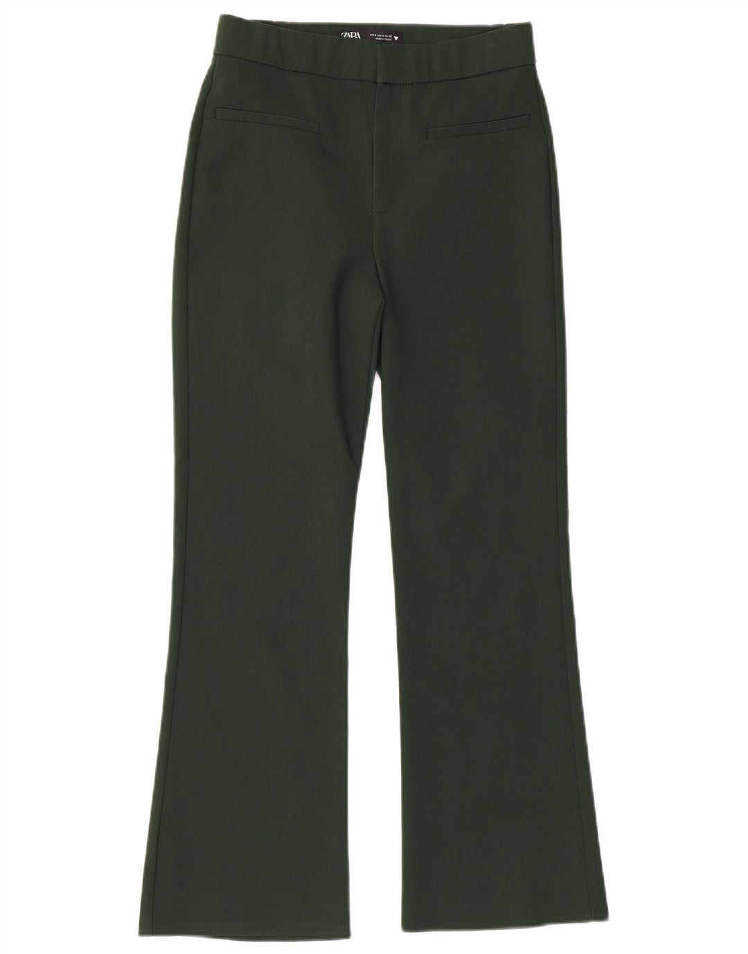 Pantaloni casual pentru femei ZARA Bootcut Mici W26 L25 Bumbac verde