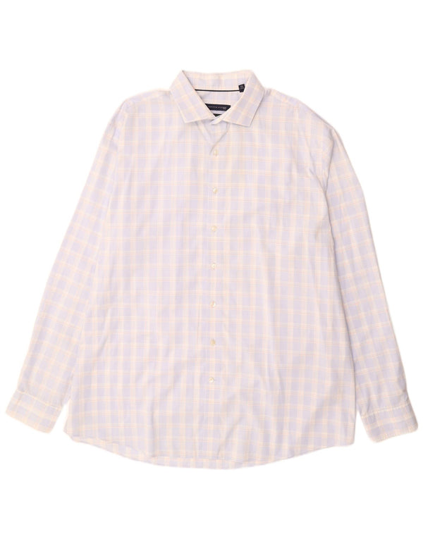 Tommy Hilfiger Mens Tall Shirt Size 18 2XL Blue Check Cotton