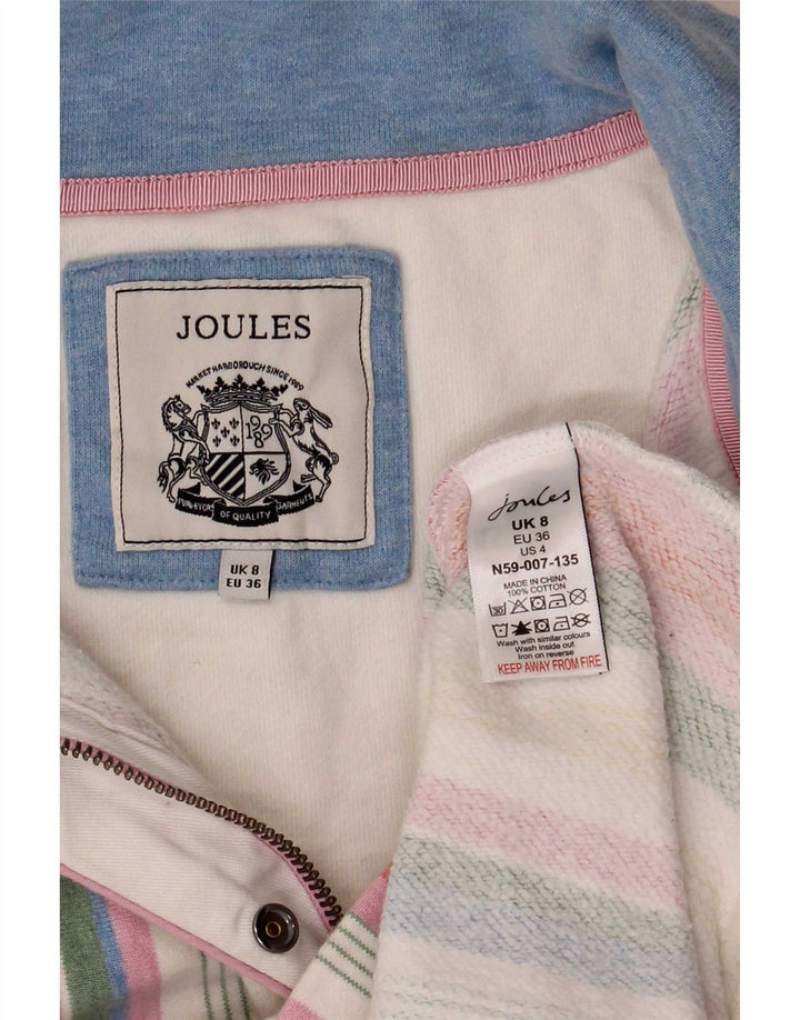 Pulover pentru damă Joules, cu fermoar, cu gât, UK 8, mic, cu dungi multicolore