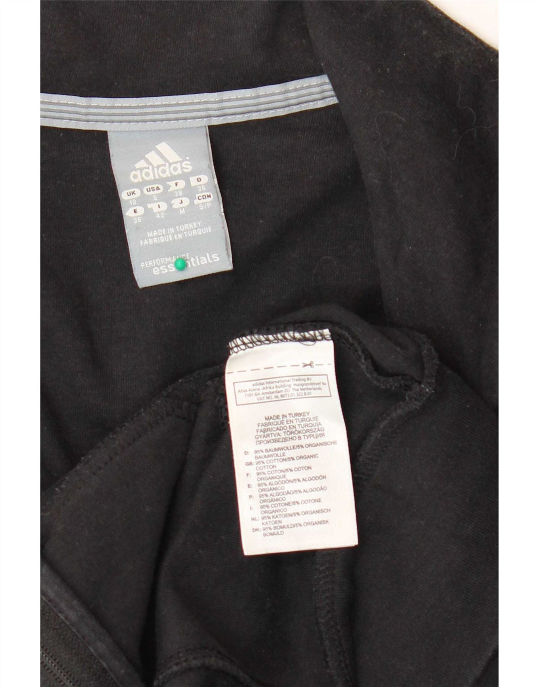 Jachetă de top pentru trening Adidas pentru femei UK 10, bumbac negru mic
