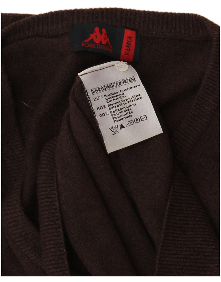 Pulover pentru bărbați KAPPA cu decolteu în V, XL, lână maro