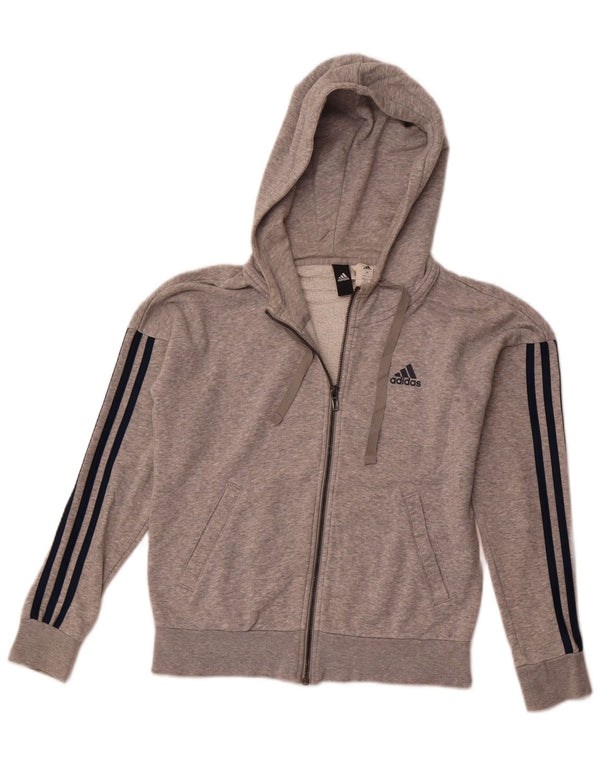 Pulover adidas cu capota supradimensionat cu fermoar UK 6 XS bumbac gri