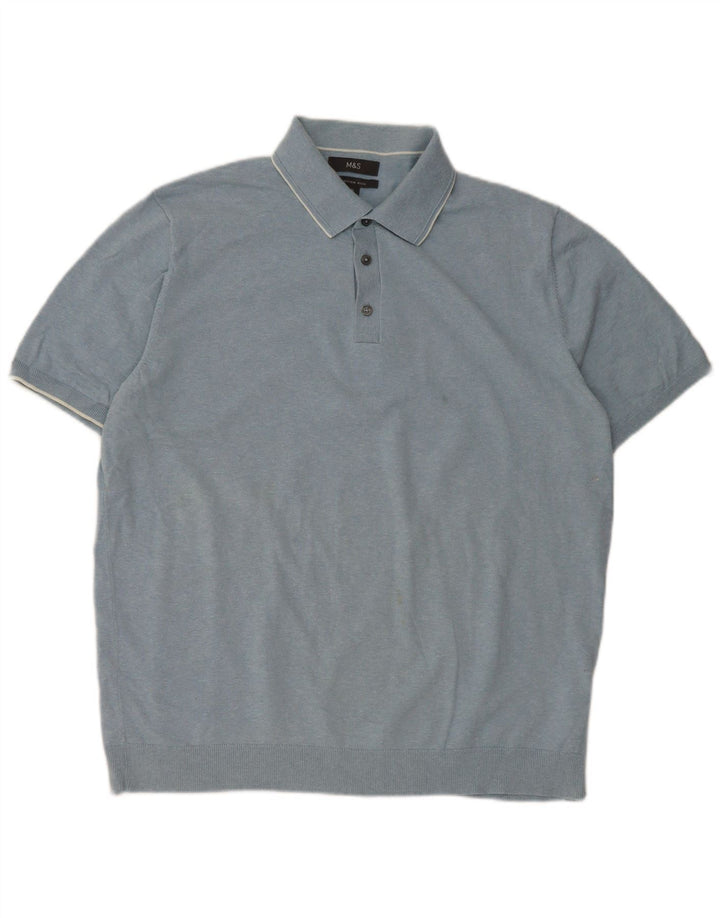 Tricou polo pentru bărbați Marks & Spencer XL, bumbac albastru