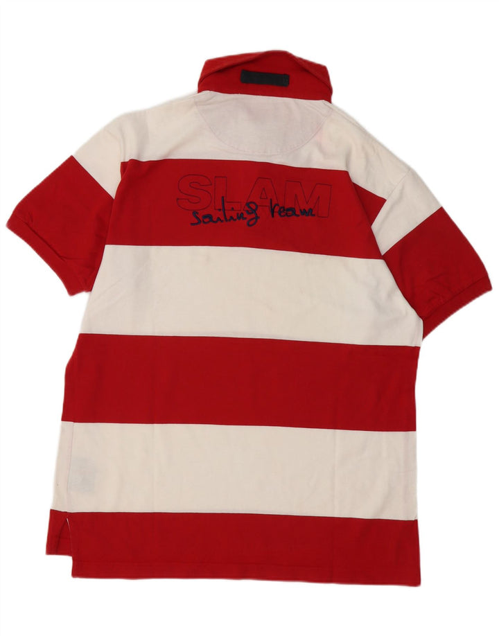 Tricou polo rugby pentru bărbați Slam, bumbac cu dungi roșii medii