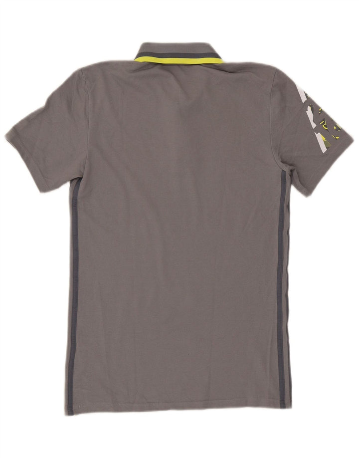 Tricou polo Adidas Climalite Graphic pentru bărbați, bumbac gri mic