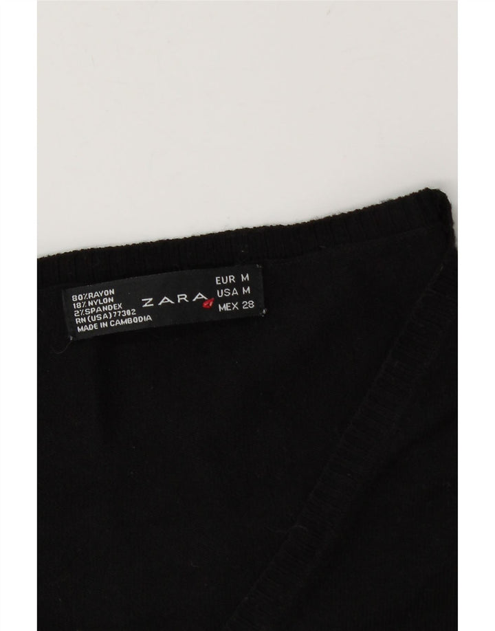 Pulover cu decolteu în V Zara pentru femei UK 12, raion mediu negru