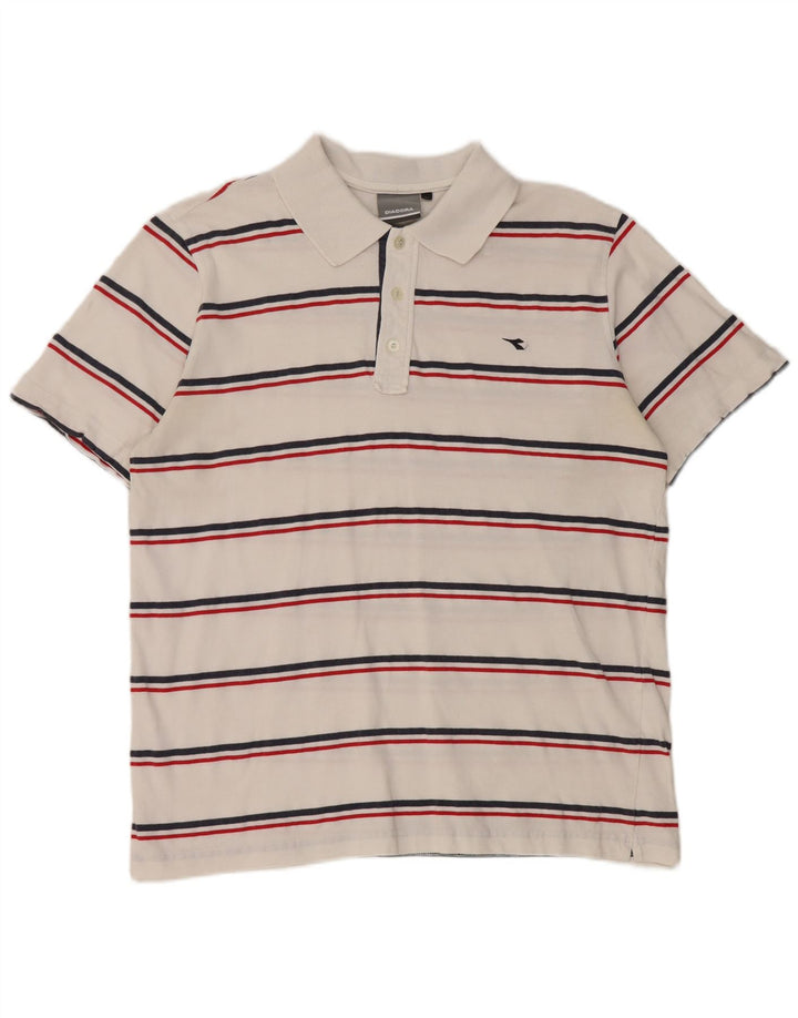 Tricou polo pentru bărbați Diadora, bumbac cu dungi albe mari
