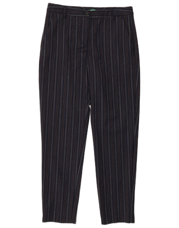 Pantaloni casual subțiri Benetton pentru femei UK 8 Mici W27 L30 bleumarin cu dungi