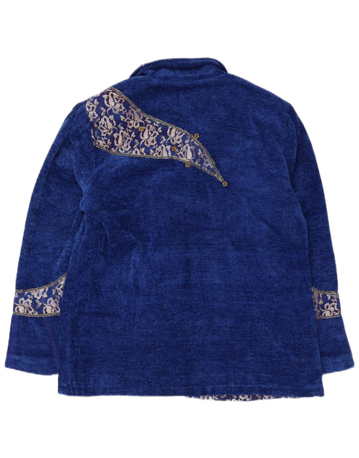 Jachetă Blazer pentru femei Indigo Moon cu 4 nasturi IT 46 Mare Albastru Floral Viscoză