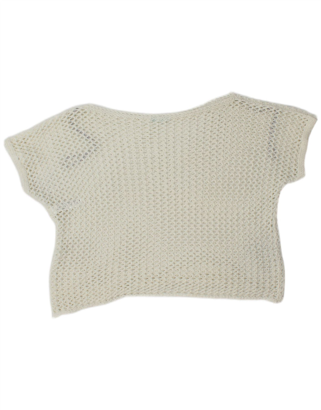 Crop top oversize din croșetat pentru femei Benetton UK 10 Bumbac alb mic