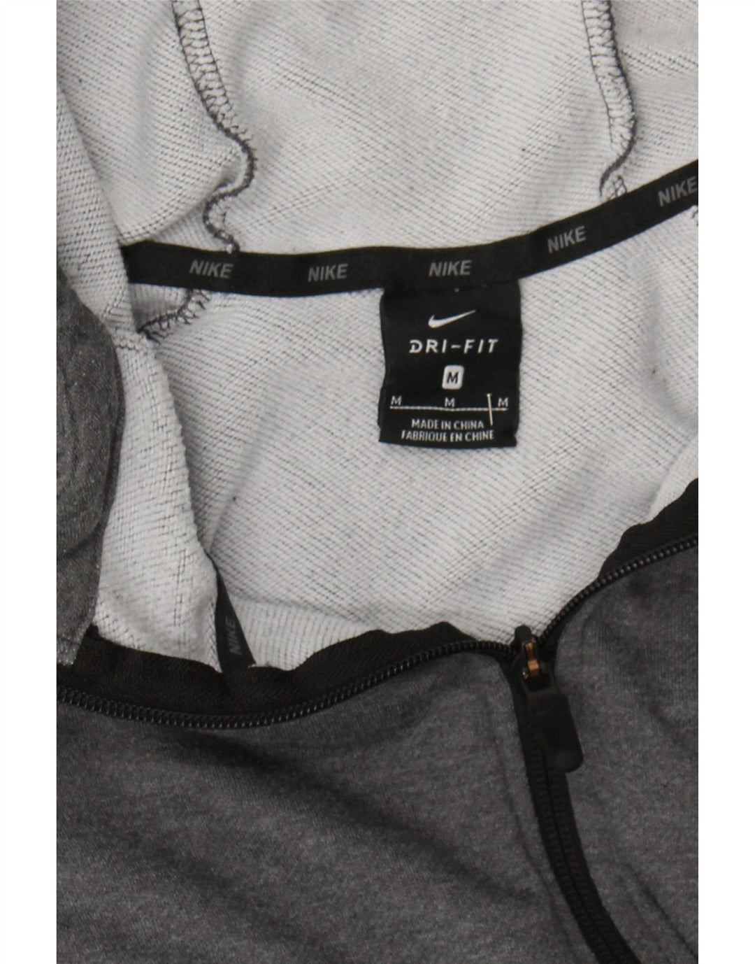 NIKE Mens Dri Fit Zip Hoodie Sweater Medium Grey Polyester Vintage Nike and Second-Hand Nike from Messina Hembry 