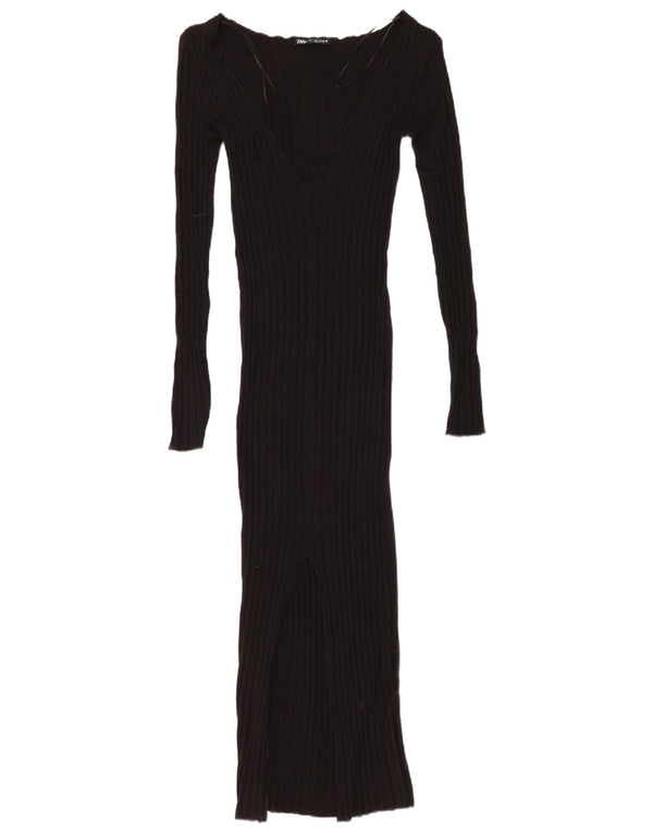 Rochie Maxi Bodycon pentru Damă Zara UK 8 Small Black Viscose