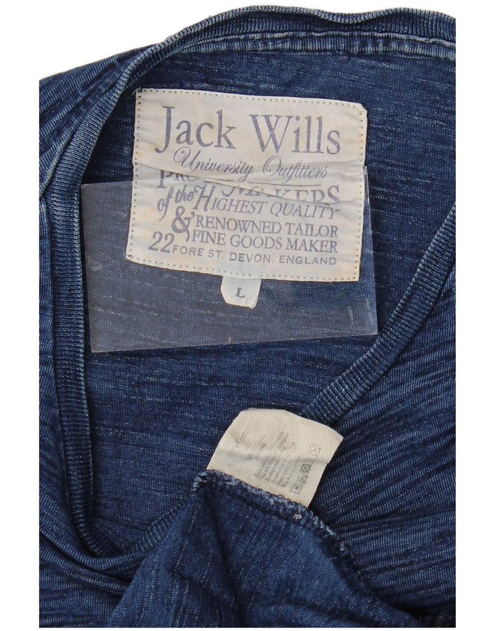 JACK WILLS Top pentru bărbați cu mânecă lungă mare, albastru bleumarin, bumbac cu pete