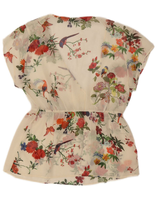 Bluză Trafaluc See Through pentru femei Zara UK 10 Small White Floral