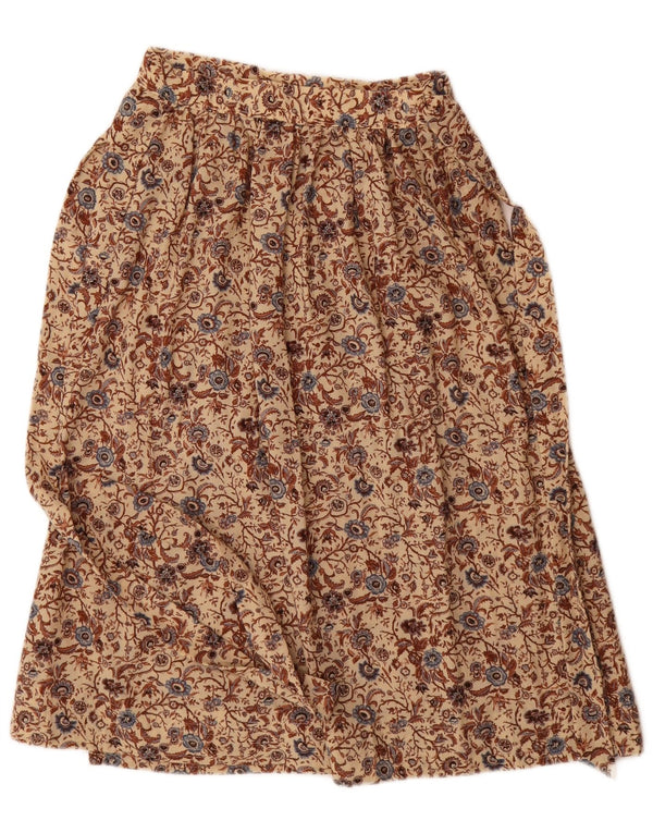 Fustă A-Line pentru Damă Vintage, Talie Înaltă, IT 42 Medium W26 Lână Florală Bej