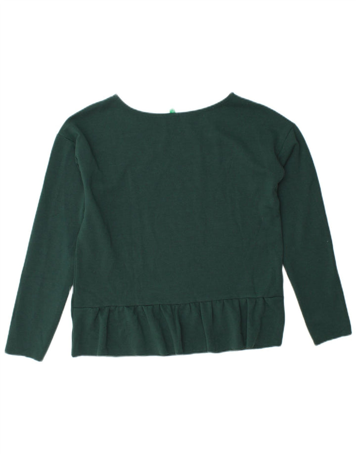 BENETTON Crop Top pentru femei cu mânecă lungă UK 12 Medium Green