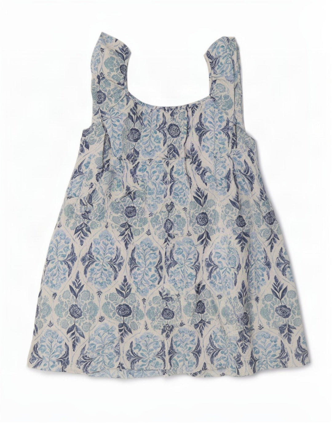 Următorul Rochie de soare supradimensionată fără mâneci pentru femei UK 12 Medium Blue Floral Bohemian