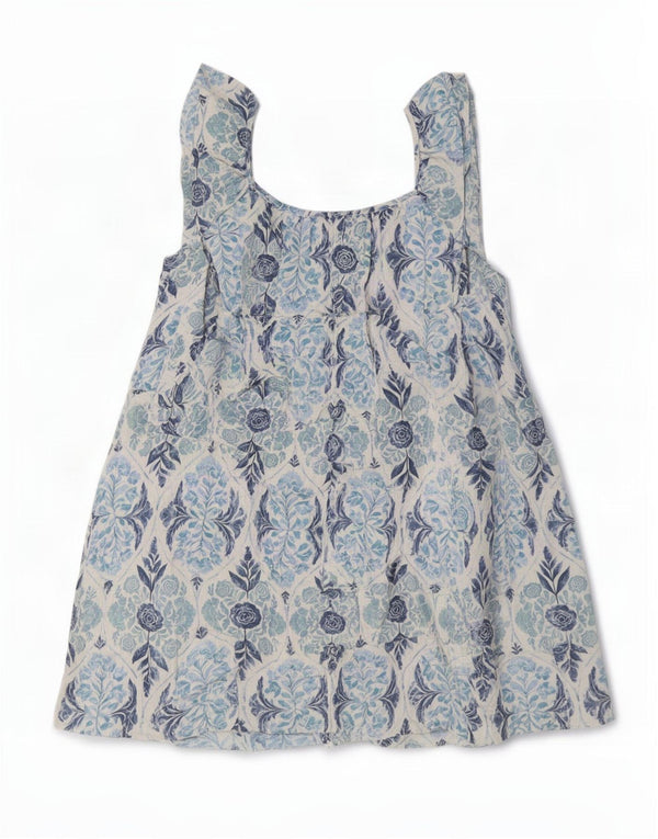 Următorul Rochie de soare supradimensionată fără mâneci pentru femei UK 12 Medium Blue Floral Bohemian