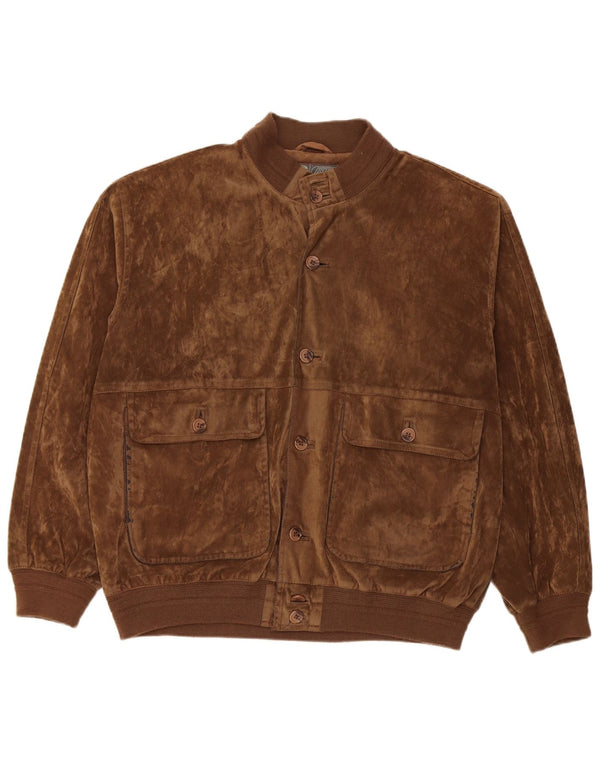 Jachetă Bomber Vintage Bărbați din Velour IT 52 XL Maro Mătase