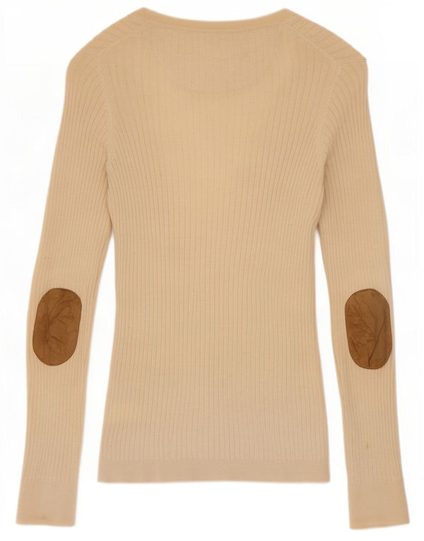 Pulover cardigan pentru femei Massimo Dutti UK 14, mediu bej, bumbac color bloc