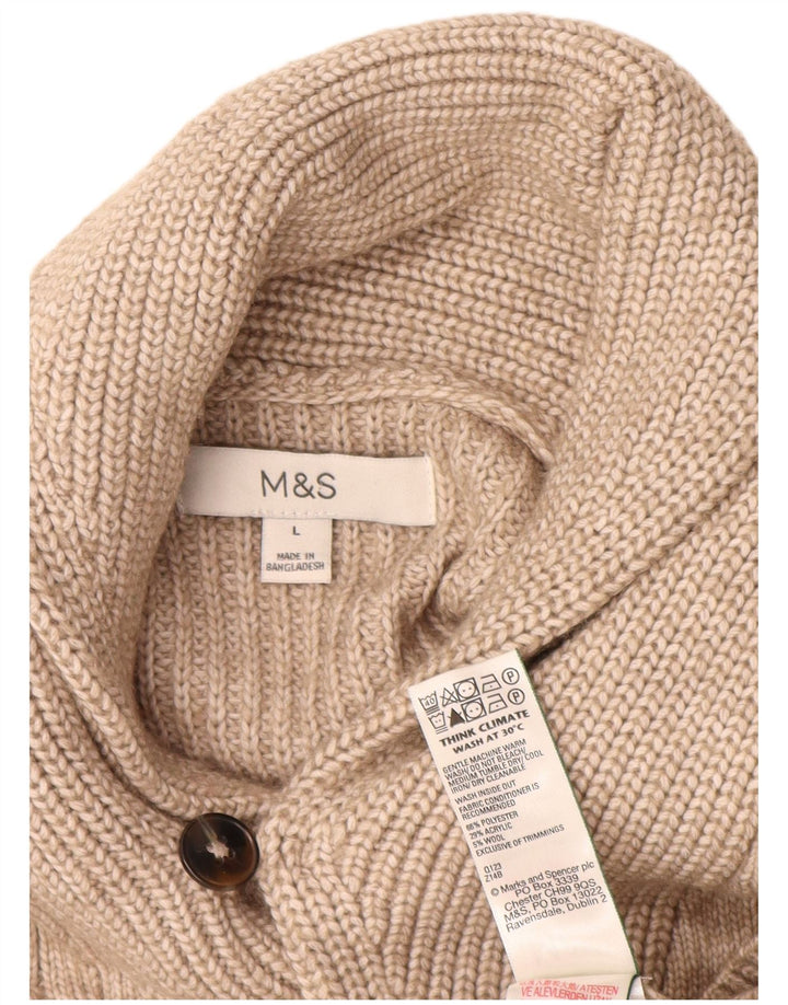 Pulover cardigan pentru bărbați Marks & Spencer, mare, bej, poliester