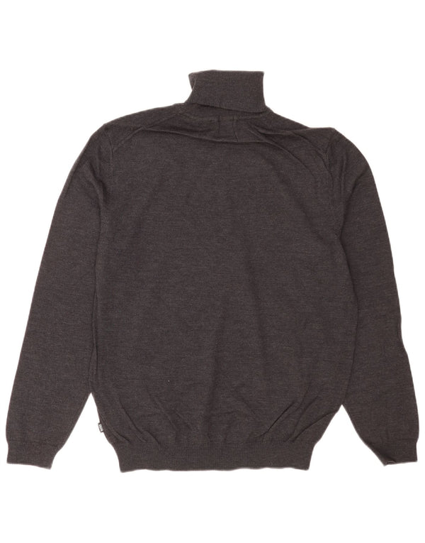 Hugo Boss Mens Regular Fit Roll Neck Jumper Sweater Medium Grey Virgin Wool