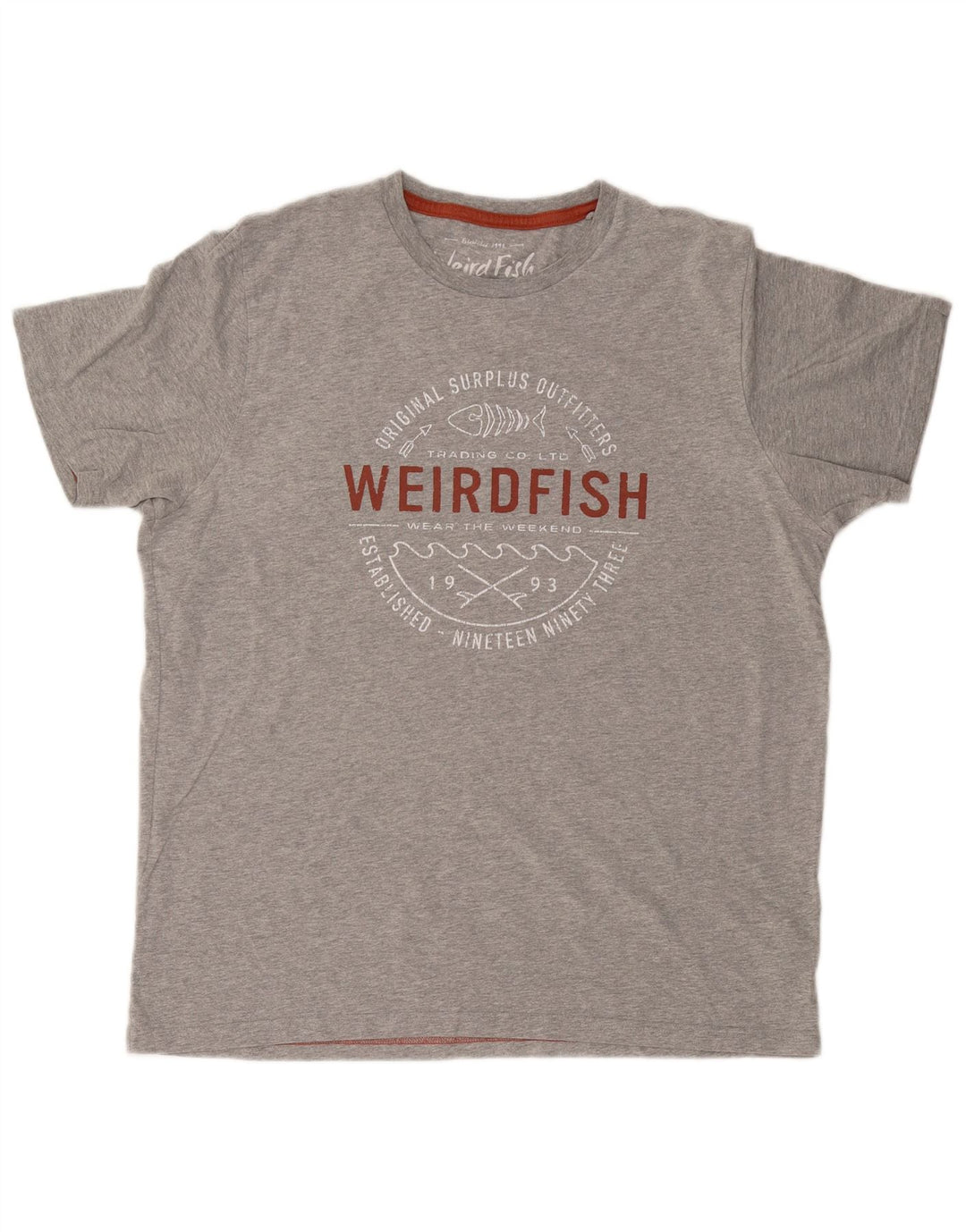 WEIRD FISH Tricou grafic pentru bărbați Top mare bumbac gri