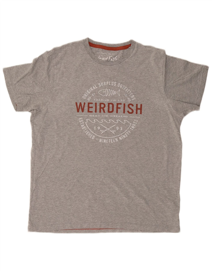 WEIRD FISH Tricou grafic pentru bărbați Top mare bumbac gri