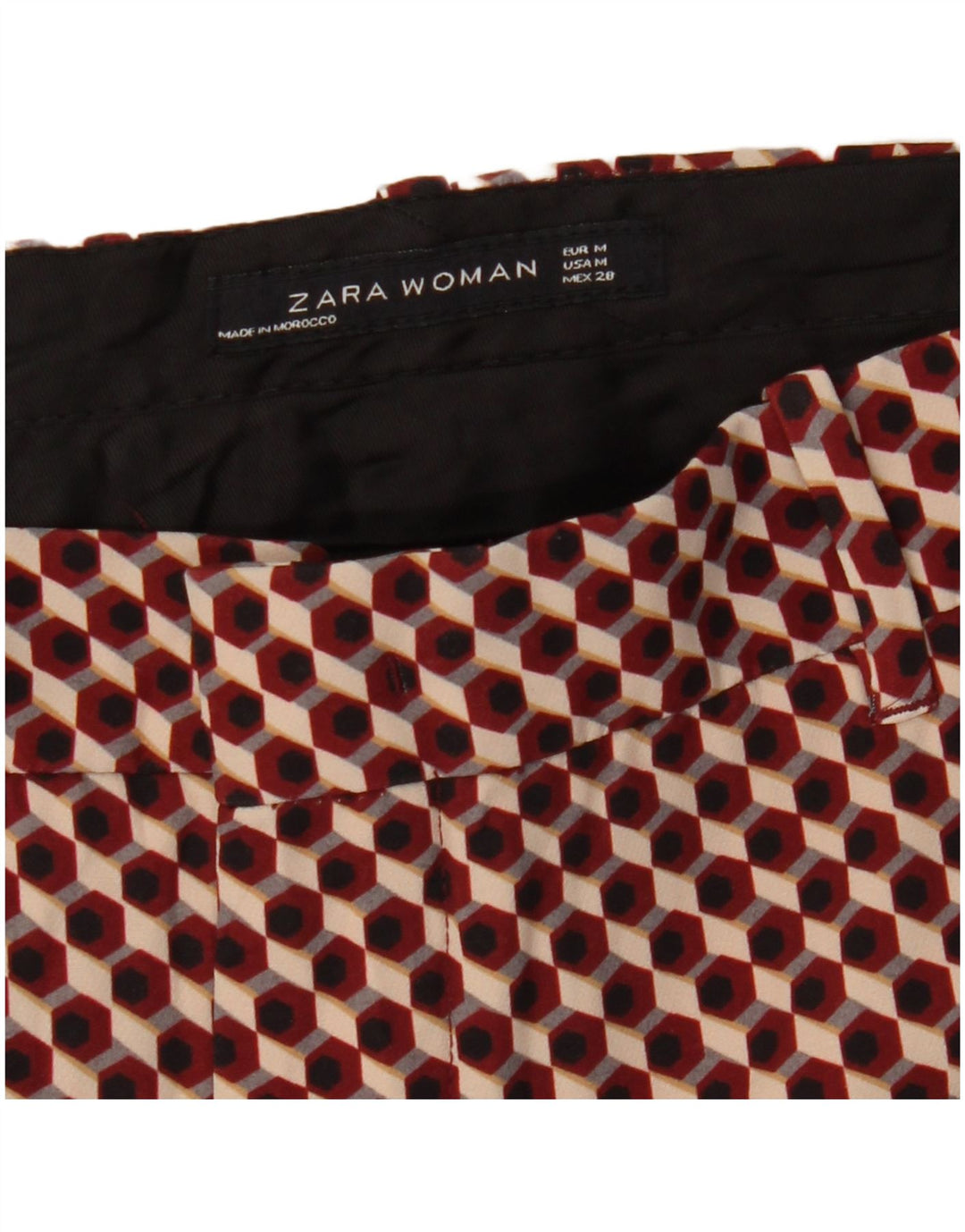 Pantaloni chino slim pentru femei Zara Mediu L28 L27 Roșu Geometric