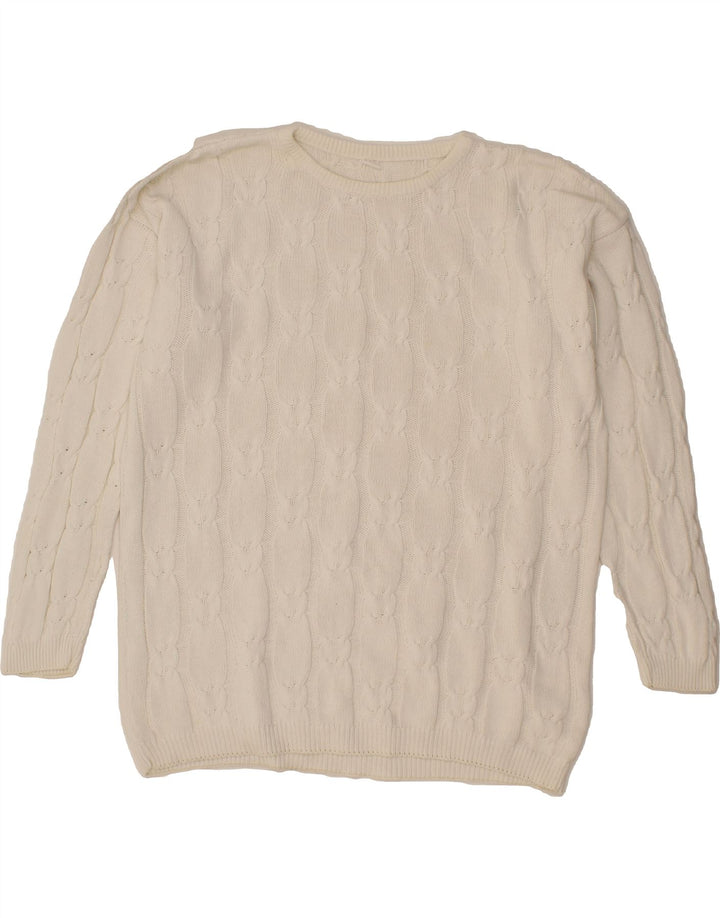 VINTAGE Womens Oversized Crew Neck Jumper Sweater EU 40/42 Large White Vintage Vintage and Second-Hand Vintage from Messina Hembry 