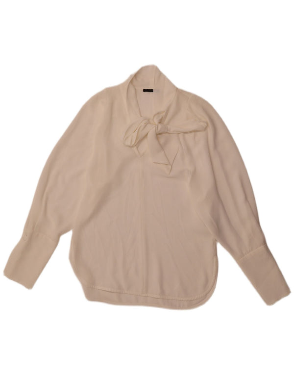 Bluză Sisley pentru femei cu cravată în față, cu croiala lejeră, UK 6 XS, poliester alb