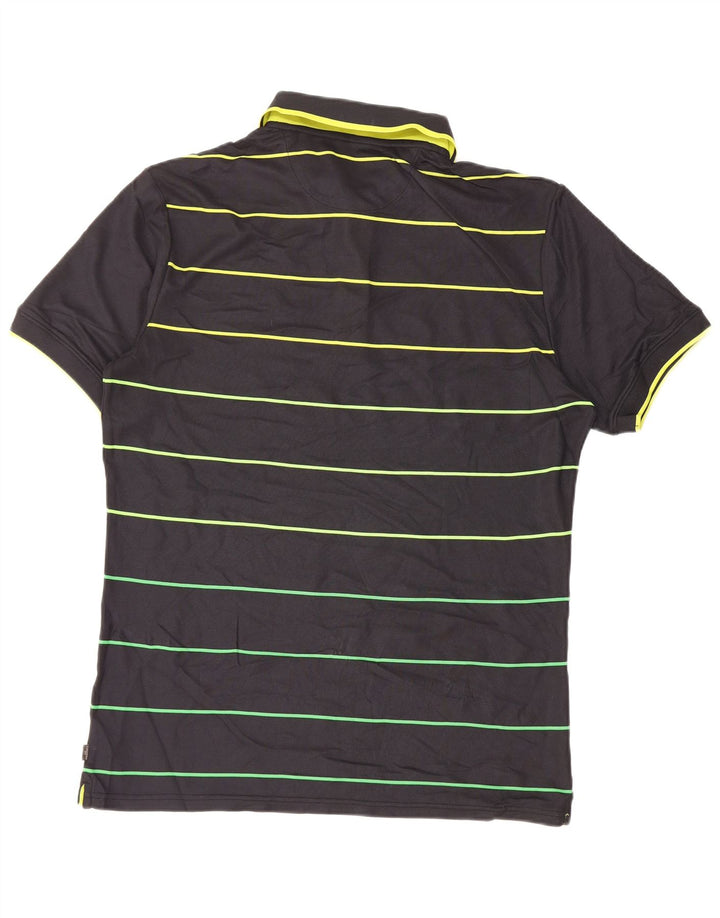 Cămașă polo de golf Calvin Klein pentru bărbați, poliester cu dungi negre medii