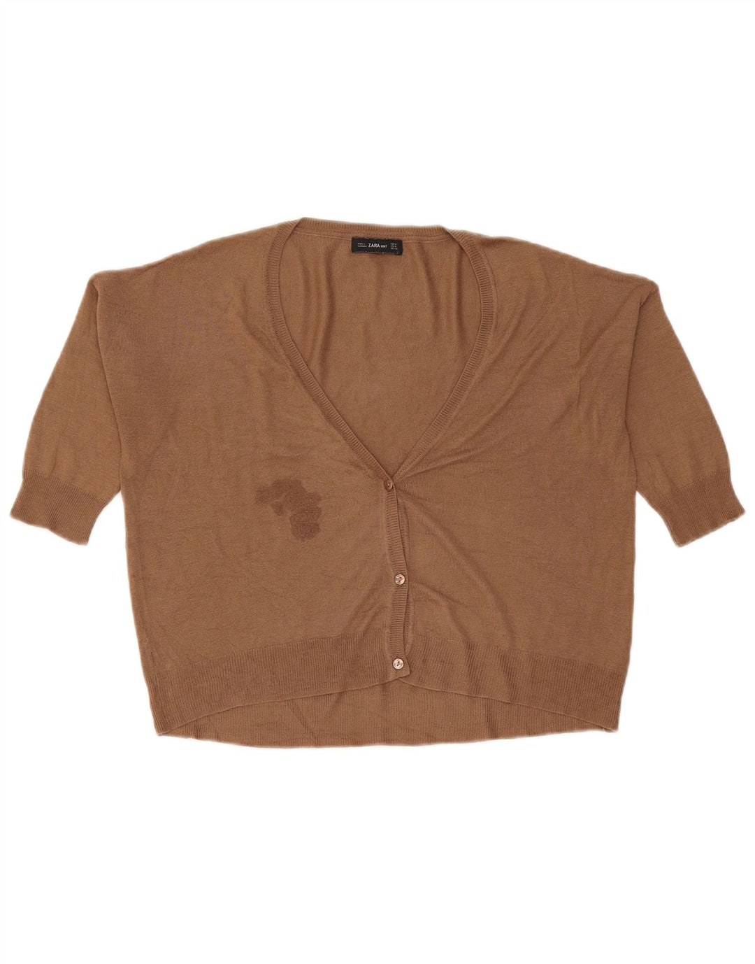 Pulover cardigan supradimensionat pentru femei Zara, cu mâneci 3/4, UK 14, maro mediu
