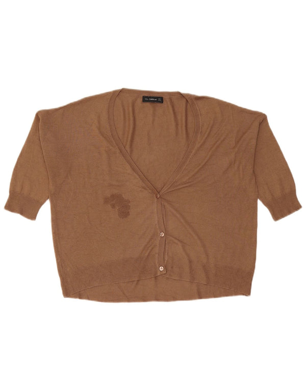 Pulover cardigan supradimensionat pentru femei Zara, cu mâneci 3/4, UK 14, maro mediu