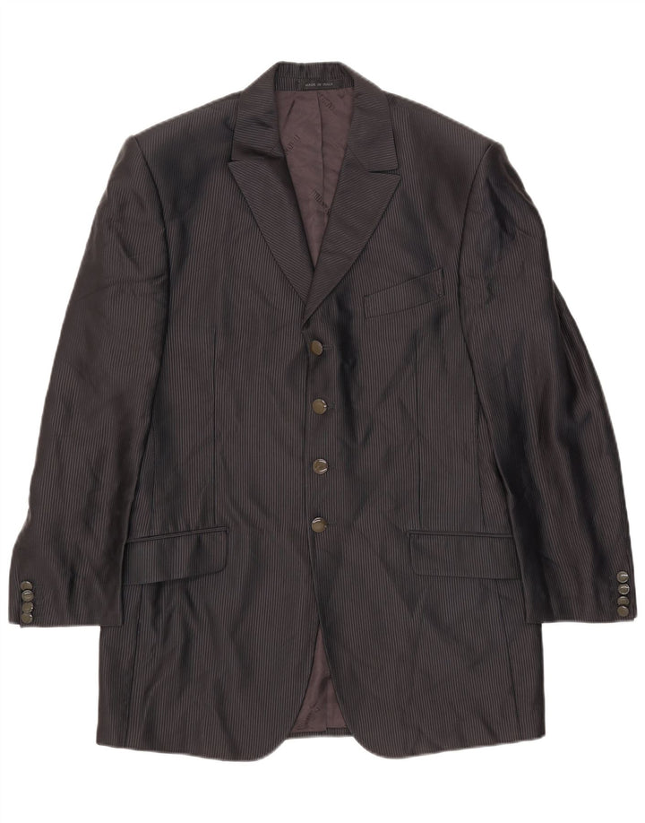 Carlo Pignatelli Jachetă blazer pentru bărbați cu 4 nasturi IT 50, mare, neagră, cu dungi