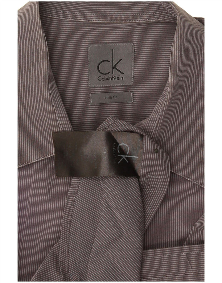 Cămașă pentru bărbați Calvin Klein Slim Fit, gri mediu cu dungi
