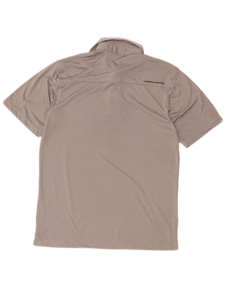 Tricou polo Under Armour Heat Gear pentru bărbați, poliester gri mediu