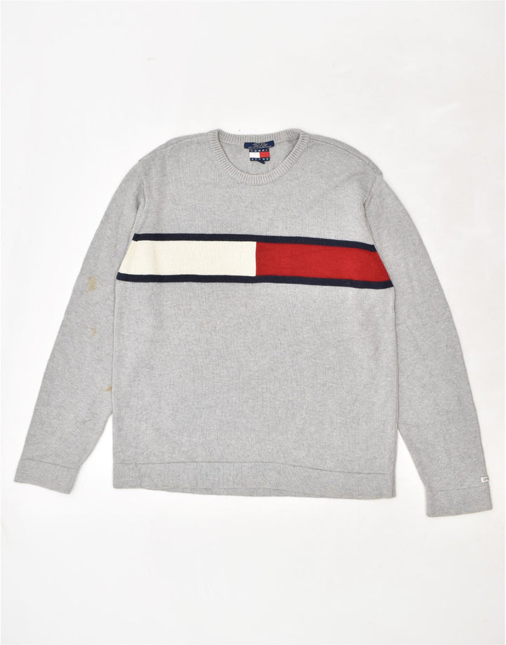 TOMMY HILFIGER Hanorac grafic pentru bărbați Pulover mare bumbac gri