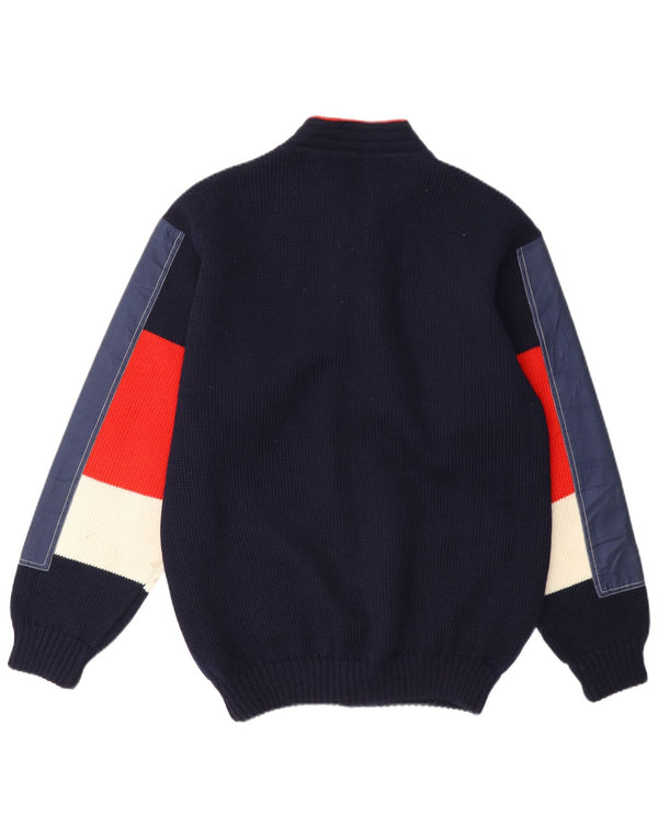 Pulover Cardigan Vintage pentru bărbați Mediu Bleumarin Colorblock