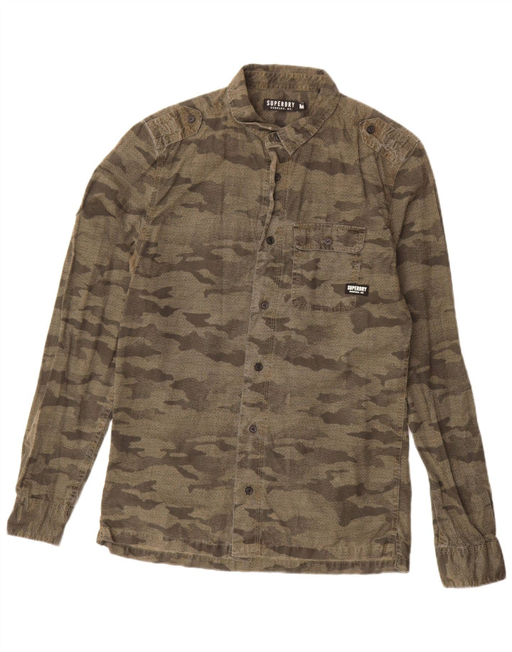 Cămașă militară pentru bărbați Superdry, bumbac de camuflaj kaki mediu