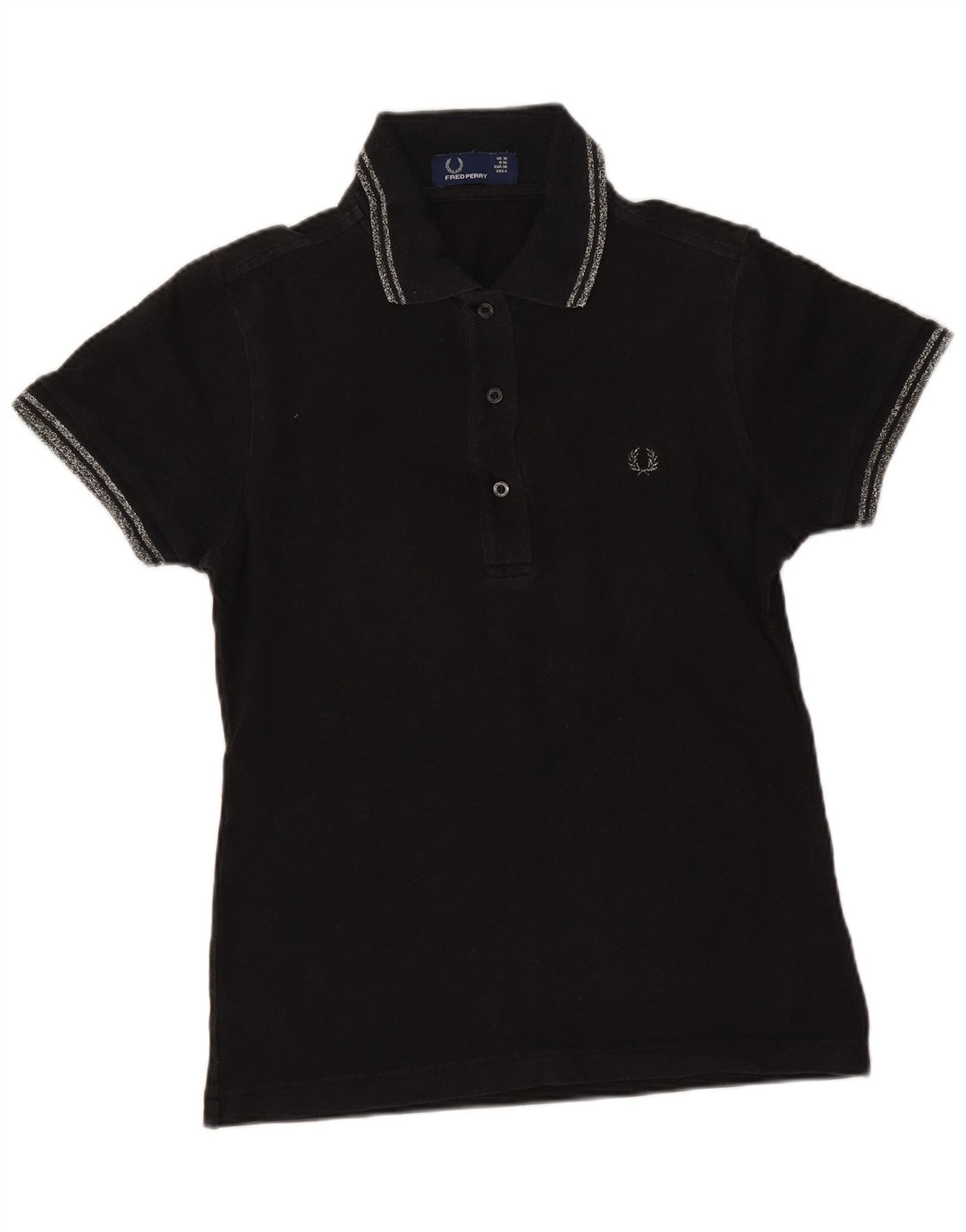 Fred Perry Tricou Polo Femei UK 10 Mic Negru Bumbac