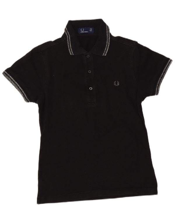 Fred Perry Tricou Polo Femei UK 10 Mic Negru Bumbac