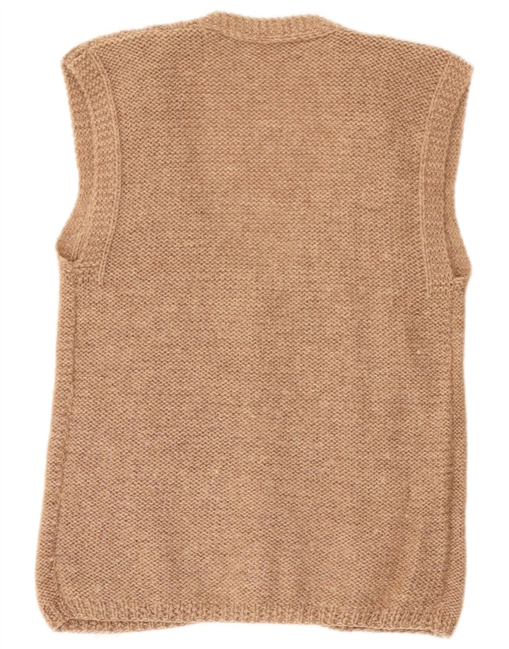 Cardigan Vintage fără mâneci pentru bărbați, mic, bej