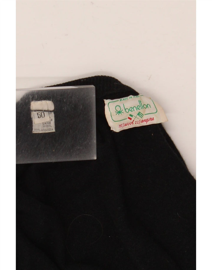 Pulover Benetton pentru femei cu gât roșu IT 50 XL Lână neagră