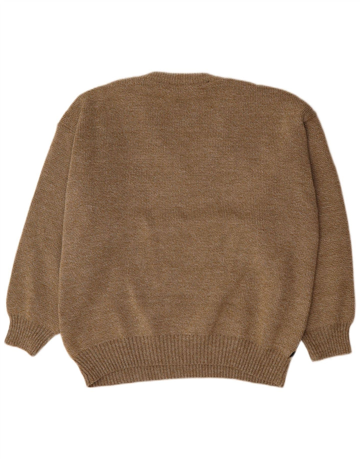 VINTAGE Pulover cu decolteu în V pentru bărbați XL maro geometric