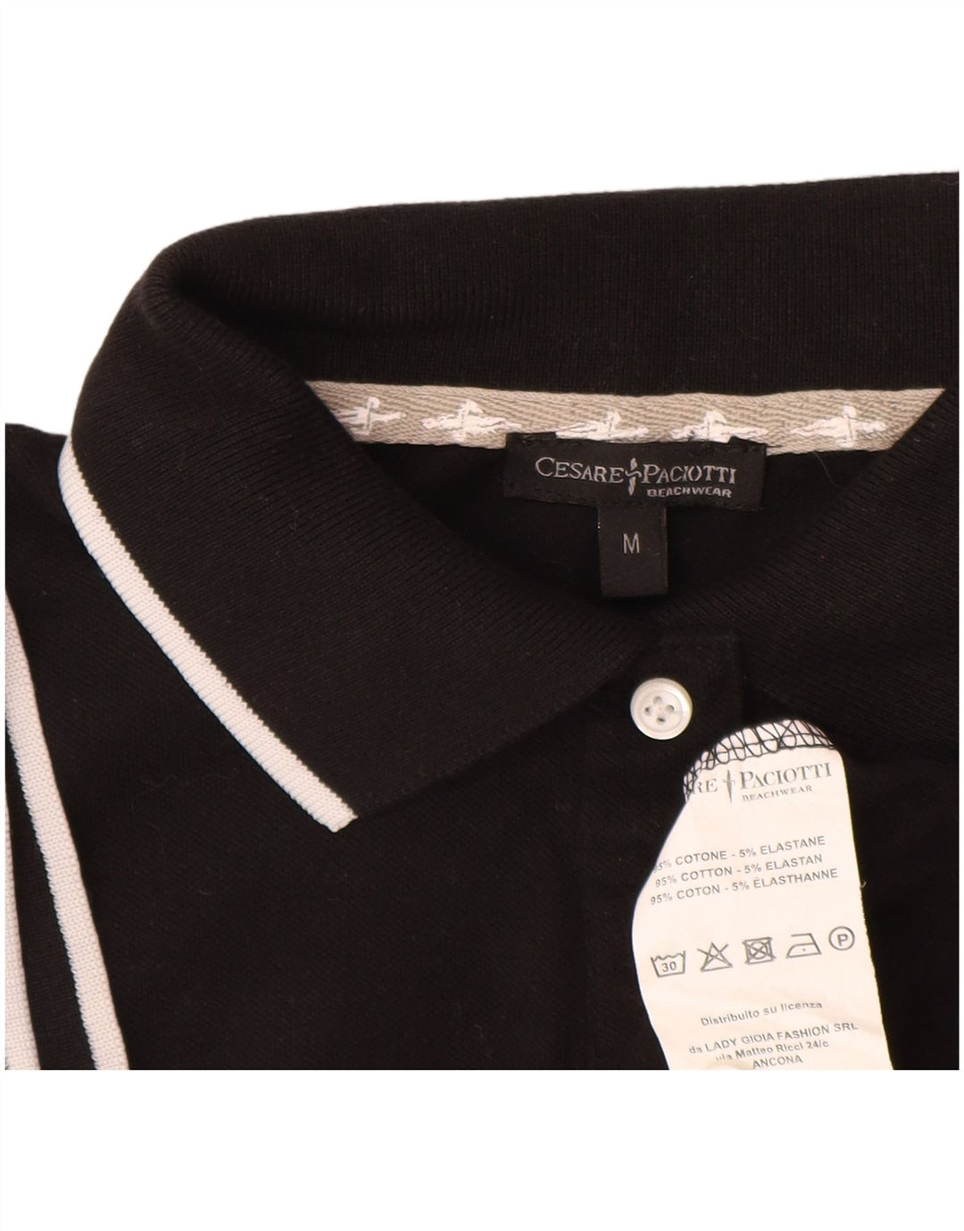 Tricou polo Cesare Paciotti pentru femei UK 12 bumbac mediu negru